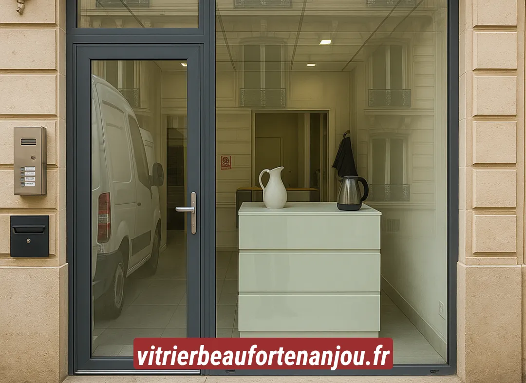 Façade vitrine de magasin en aluminium sur mesure à Beaufort-en-Anjou
